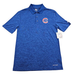 NWT Chicago Cubs Polo Shirt Mens Small Majestic Cool Base Graphic Print Baseball
